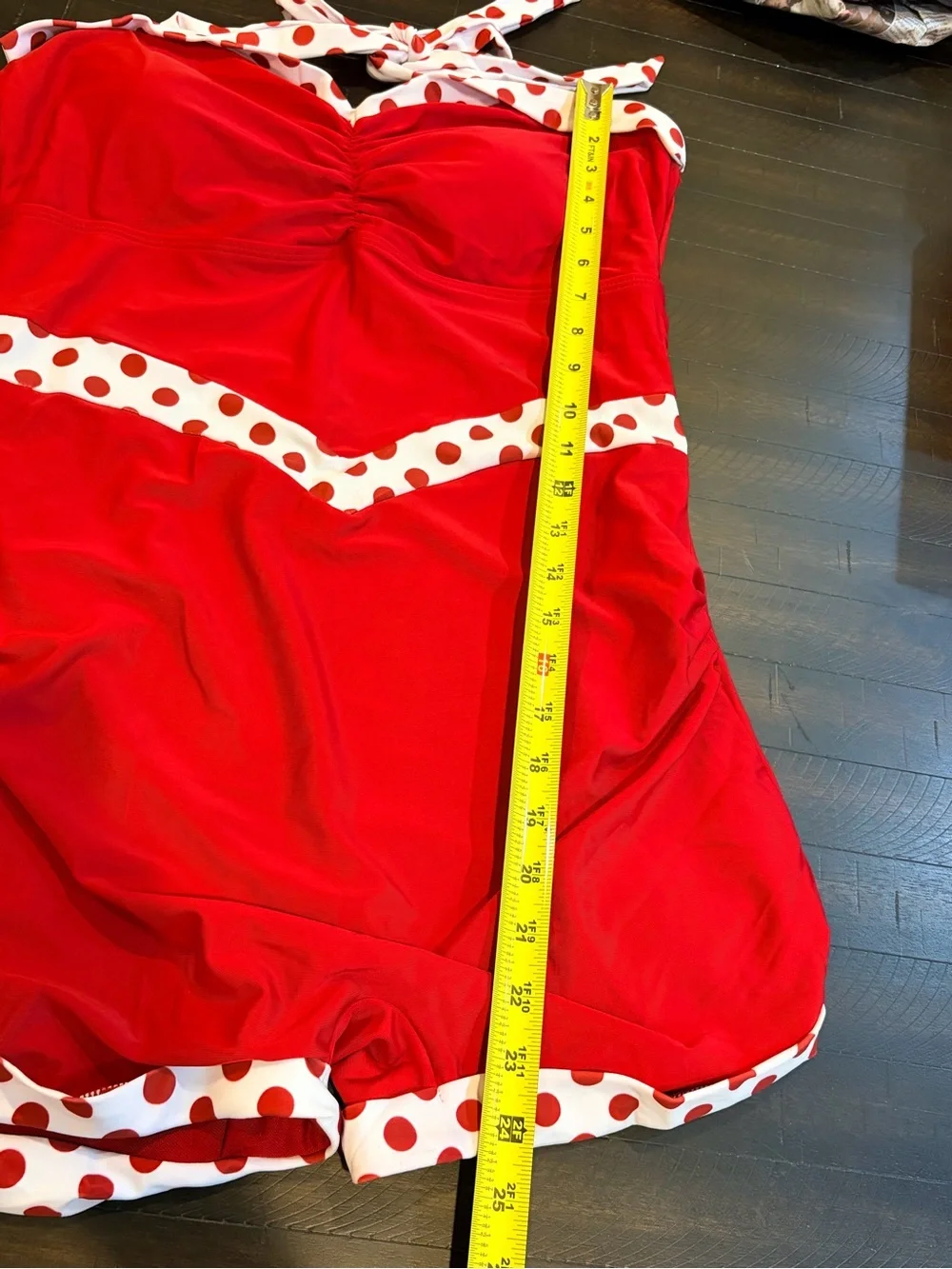 Retro Style 2XL Red Polka Dot Halter One Piece Pinup Swimsuit